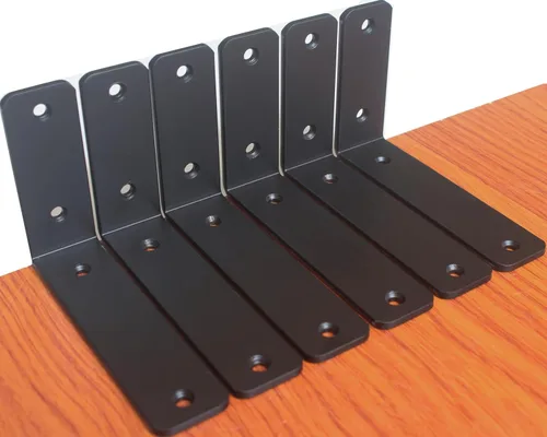 Miniatura 114 de Paquete de 12 soportes de estante en L de 8 pulgadas de largo x 6 pulgadas de alto x 1.5 pulgadas de ancho, 5 mm de grosor, soporte de estante en L