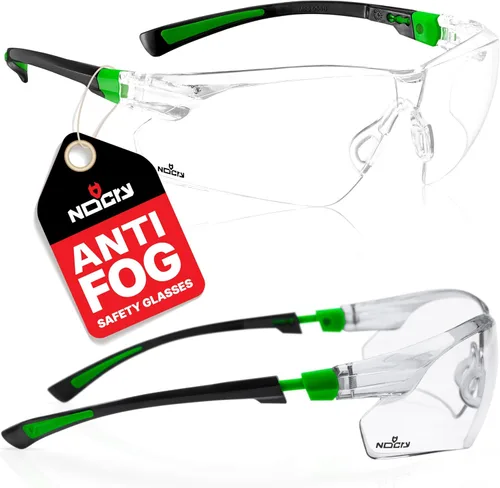 NoCry Gafas de seguridad transparentes para hombres y mujeres con lentes envolventes antivaho y resistentes a los arañazos, patillas ajustables y