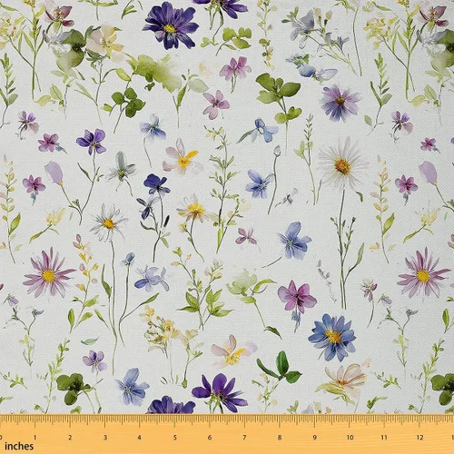 Miniatura 30 de Feelyou Tela de Flores Groovy por Yarda 1 Yarda Niños Retro Floral Boho Tela de Tapicería para Sillas para Niños Niñas Adolescentes Años 70 Hippie