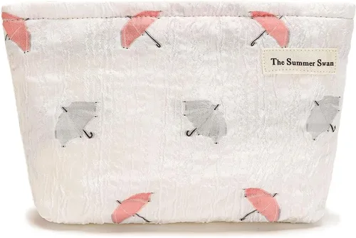 The Summer Swan Gran estuche de flores para el medio día Kit de higiene y cuidado de la piel Bonita bolsa de maquillaje Rihanna Paraguas Blanco