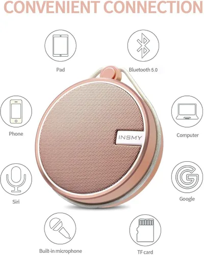 Miniatura 6 de INSMY C12 IPX7 Altavoz Bluetooth Impermeable para Ducha, Altavoz Pequeño Portátil, Altavoces Bluetooth Inalámbricos Sonido Fuerte y Claro Compatible