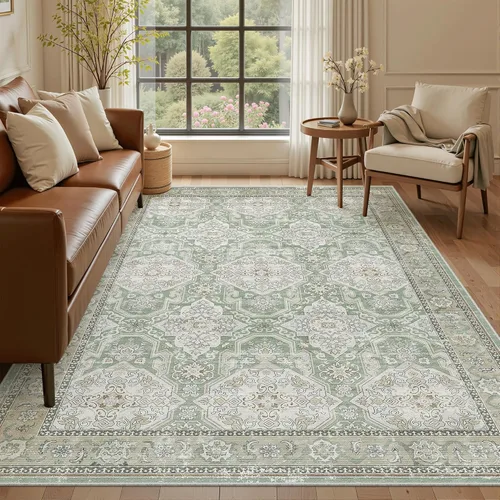 Miniatura 68 de Alfombra de pasillo Soalmost 2'6" x 10' lavable, alfombra antideslizante para cocina, baño, lavandería, alfombras vintage ultra delgadas para Beige