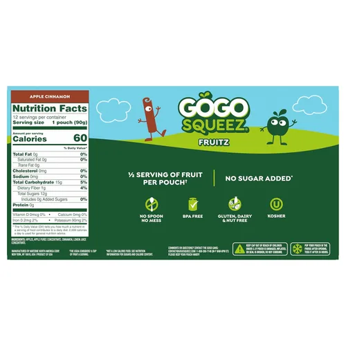 Miniatura 2 de Puré de manzana GoGo squeeZ -Applesauce On The Go, sachets de 3.2 oz, 12