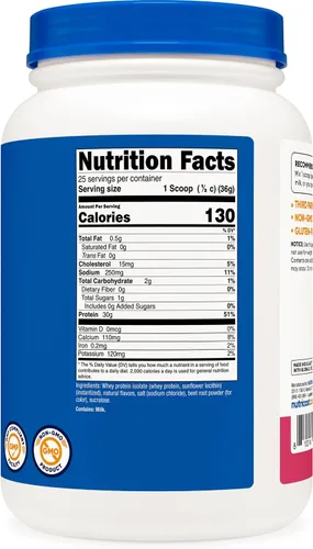 Miniatura 5 de Nutricost Aislado de proteína de suero (acai de fresa, 2 libras)