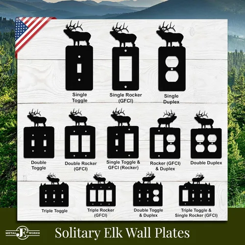 Miniatura 3 de Solitary Elk - Placa de pared dúplex individual (potencia única, negro)