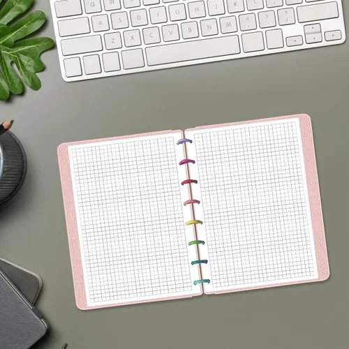 Miniatura 7 de A5 TUL Papel de recambio cuadriculado con sistema de discos, papel cuadriculado con sistema de 8 discos, 100 hojas/200 páginas, papel cuadriculado