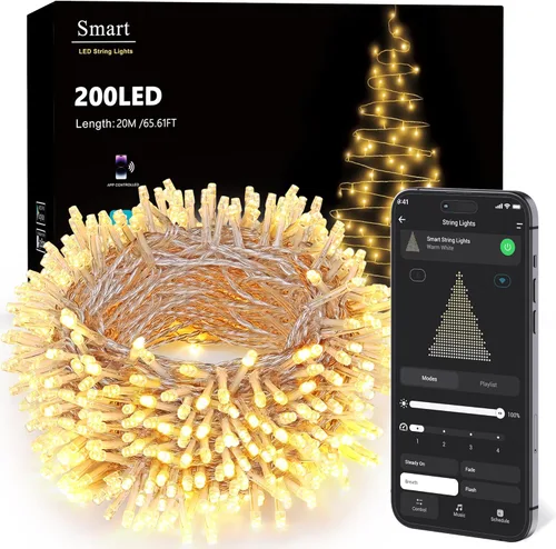 Miniatura 9 de Brizled Luces de Navidad que cambian de color, 65.67 pies, 200 luces LED de doble color para árbol de Navidad con control remoto, blanco frío