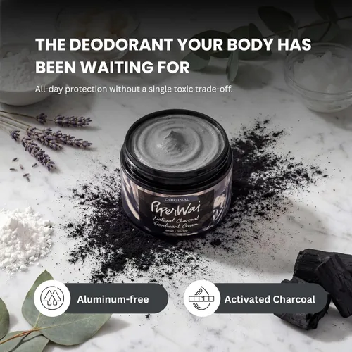 Miniatura 2 de Crema de desodorante natural PiperWai con carbón activado Protección contra el sudor de 24 horas, vegano, desodorante libre de aluminio