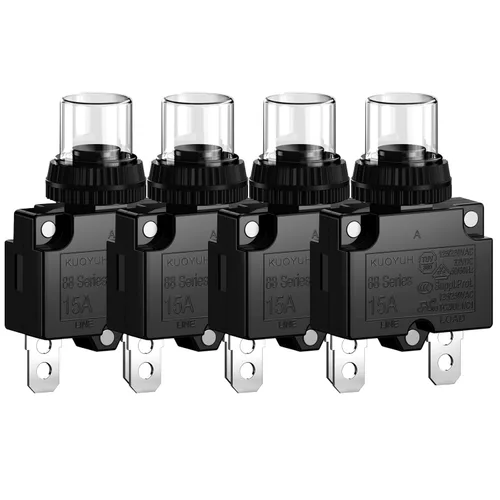 Miniatura 7 de Interruptores de circuito de 3 amperios, protector de interruptor de sobrecarga térmica serie 88 Restablecimiento manual del botón con terminales