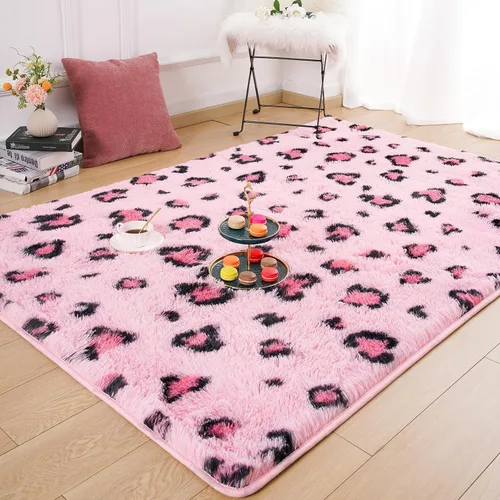 Miniatura 12 de Amearea Soft Small Leopard Rugs for Bedroom, 2x4 Feet Fluffy Black and White Runner Rugs, Comfy Cheetah Print Throw Rug Faux Fur Animal Print Rug