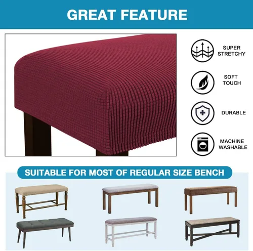 Miniatura 4 de Fundas de banco rectangulares, funda extraíble para silla de comedor, ajuste suave, universal, elásticas, antipolvo, lavable, protector de asiento