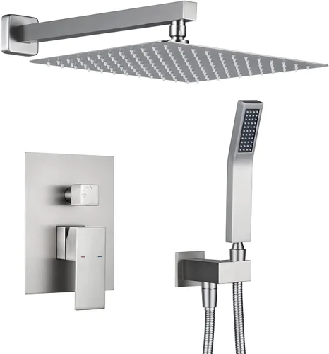 Miniatura 9 de Sistema de ducha de lluvia de 12 pulgadas, juego combinado de ducha cromado, grifos de baño con cabezal de ducha de lluvia y ducha de mano Cromo