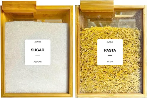 AVARO Dispensador de alimentos – Dispensador de cereales de bambú de 2.2L para encimera y dispensador de arroz – Contenedores de almacenamiento de