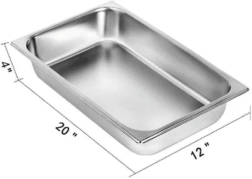 Miniatura 2 de LOYALHEARTDY Paquete de 4 bandejas de mesa de 4 pulgadas de profundidad de tamaño completo, sartén de acero inoxidable para hotel con tapas, Bandeja