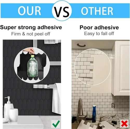 Miniatura 4 de Protector contra salpicaduras para cocina, diseño más grueso, protector contra salpicaduras de plumas negras mate de primera calidad, azulejos sin