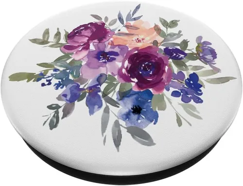 Miniatura 2 de PopSockets de flores moradas para mujer, PopGrip intercambiable