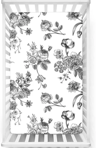 Miniatura 9 de Sábanas bajeras ajustables para cuna de color blanco y negro, sábanas portátiles para cuna, suaves y elásticas, ideal para habitación de niños