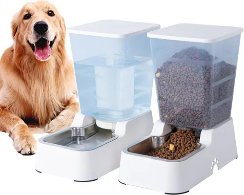 Miniatura 9 de Meikuler Conjunto de Alimentador Automático para Perros y Gatos y Dispensador de Agua, Bebedero y Alimentador de Comida por Gravedad para Perros