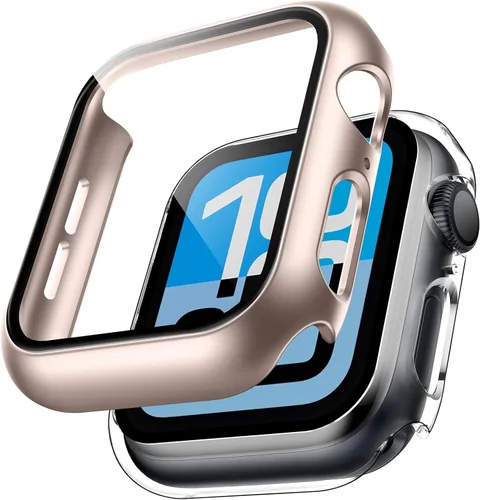 Miniatura 31 de TAURI - Juego de 2 carcasas rígidas para Apple Watch SE Series 6, 5, 4, 1.732 in (44mm), protector de pantalla integrado de cristal templado 9H, Azul
