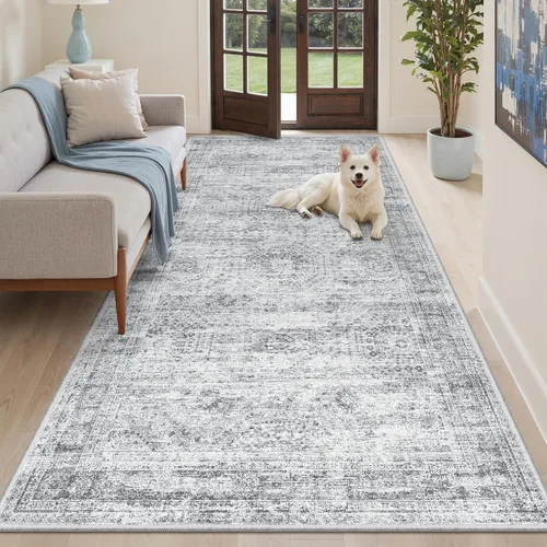 Miniatura 72 de Alfombra de pasillo Soalmost 2'6" x 10' lavable, alfombra antideslizante para cocina, baño, lavandería, alfombras vintage ultra delgadas para Beige