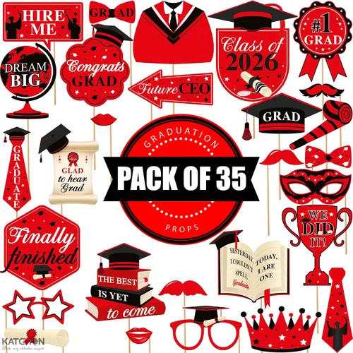 Miniatura 4 de KatchOn, Accesorios para cabina de fotos de graduación 2026 – Paquete de 35 Accesorios de fotos de graduación, accesorios de graduación