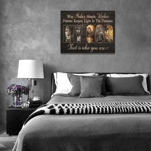 Miniatura 7 de Arte de pared de Jesús Jesús religioso Jesús, decoración de pared, cruz de león y cordero, lienzo impreso con citas cristianas, decoración de pared