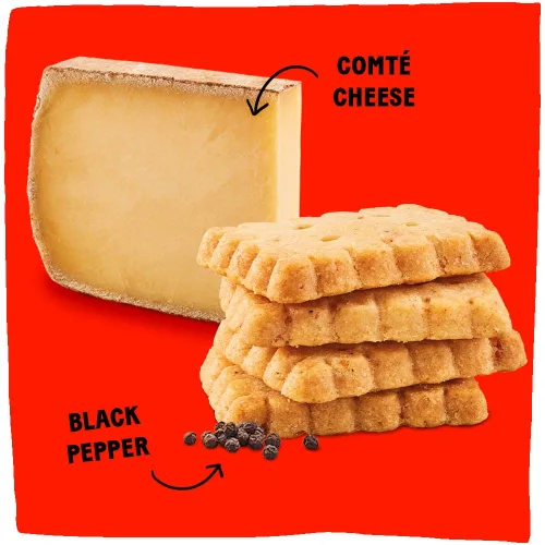 Miniatura 6 de Michel et Augustin Galletas gourmet con queso Comté y pimienta negra, galletas saladas para fiestas, aperitivos franceses, paquete de 3, bolsas
