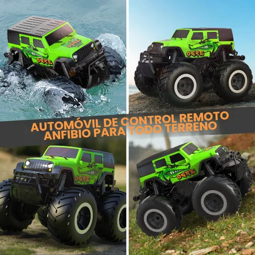 Miniatura 2 de STEMTRON - Coche de control remoto anfibio para niños de 2.4GHz 1:16 todoterreno fuera de carretera, camión monstruo impermeable para niños