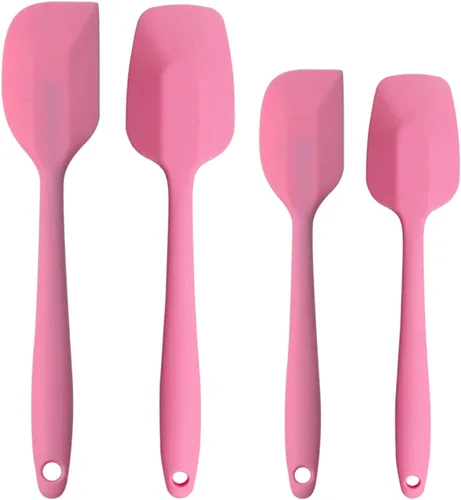 Juego de espátulas de silicona, espátula de cuchara de goma, espátula resistente al calor, diseño de una pieza, espátula sin costuras, espátula Rosa