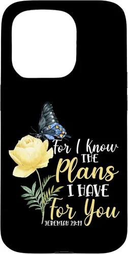 Miniatura 14 de iPhone 16 Christian Bible Verse Butterfly Rose Flower Jeremiah 29:11 Case