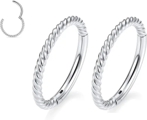 Miniatura 18 de GAGABODY 2 piercings para la nariz, calibre 20G, 18G, 16G, 14G, 12G, 10G, 8G, acero quirúrgico, tabique, cartílago, hélice, trago, concha, daith