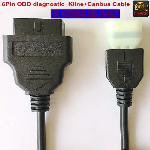 Miniatura 3 de Motocicleta 6 Pin OBD Cable de diagnóstico Moto Kline y Canbus Motorbike Adaptador