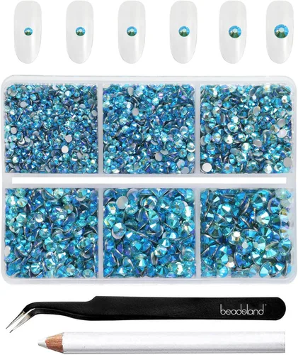 Miniatura 10 de BEADSLAND 4300 piezas de diamantes de imitación con parte plana, diamantes de imitación transparentes para uñas, gemas de cristal redondas