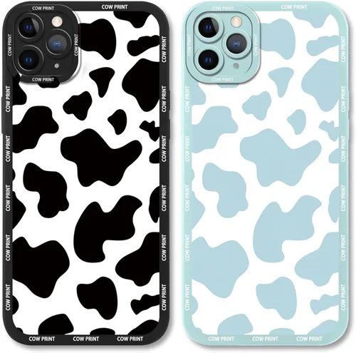Miniatura 26 de Paquete de 2 bonitas fundas de teléfono para Apple iPhone 13 de 6.1 pulgadas, funda protectora de silicona con estampado de vaca a la moda, delgada