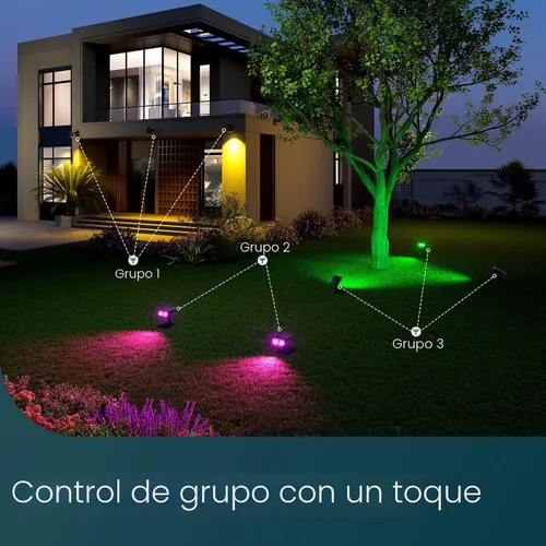 Miniatura 8 de Linkind Focos solares inteligentes para exteriores SL5C, luces solares para exteriores, luz blanca fría/cálida y cambio de color, APP/control de voz