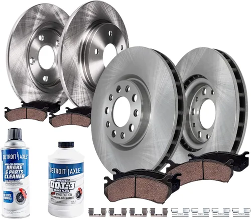 Miniatura 27 de Detroit Axle - Rotores de freno delanteros y traseros de 12.99 pulgadas (12.008 in) y pastillas de cerámica de repuesto para Chevy Avalanche 1500