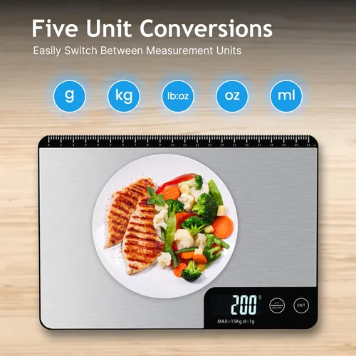 Miniatura 2 de Báscula inteligente de alimentos con aplicación, báscula digital de cocina, báscula para hornear, escala de calorías, calculadora nutricional