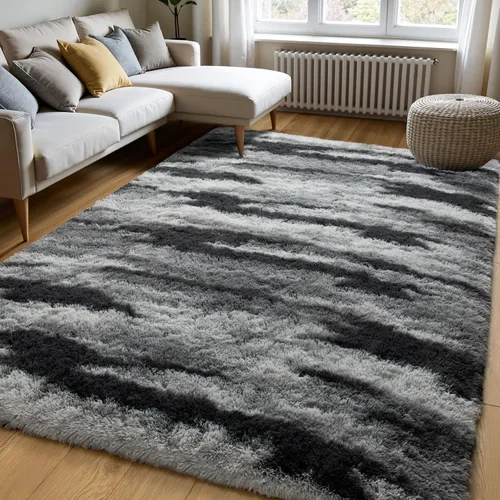 Miniatura 36 de Zentavio Alfombras de área para sala de estar, alfombras grises para dormitorio, alfombra de 4 x 6, alfombra mullida, peluda y suave, shag estética