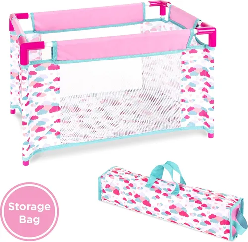 Miniatura 3 de Best Choice Products Juego de 15 piezas para niños de 13.5 pulgadas, muñeca recién nacida, juego de rol con cochecito, cuna de viaje, tapete