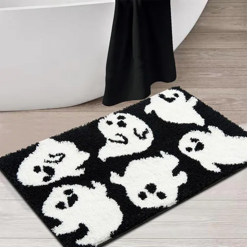 Miniatura 8 de Estmy Bonita alfombra de baño de fantasma naranja, antideslizante, lavable a máquina, de 16 x 24 pulgadas, espeluznante y divertida alfombra de baño
