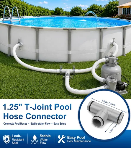 Miniatura 6 de Conector de manguera de piscina para doble sello a prueba de fugas y flujo de agua estable, adaptador de manguera de piscina de junta en T de 1.25 a