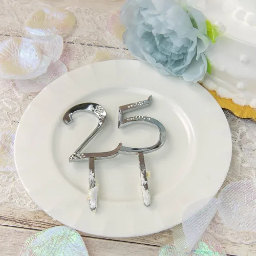 Miniatura 8 de Simplicity Pieza decorativa para decoración del 25 aniversario para decoración de pastel o arreglo floral, accesorio de boda, 4 x 2.75 pulgadas