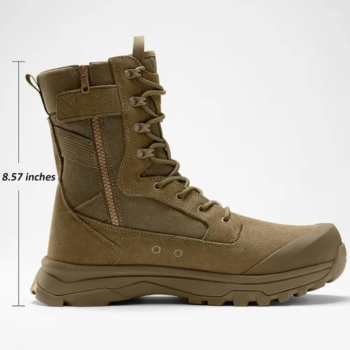 Miniatura 3 de Coostar Botas tácticas para hombre, ligeras, botas de combate militar, botas de trabajo con cremallera lateral, botas de motocicleta