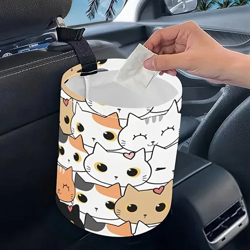 Miniatura 11 de Papelera portátil reutilizable impermeable para automóvil, organizador de vehículos multiusos, esenciales para viajes por carretera (abeja)