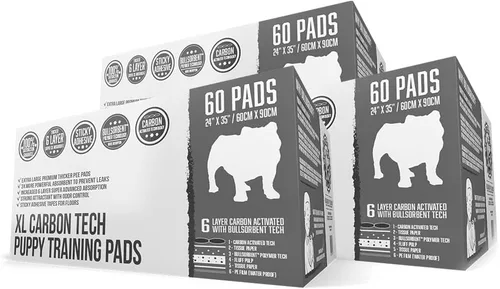 Miniatura 10 de Bulldoglogy Carbon Black XL Almohadillas para orina de perro para perros extra grandes con cinta adhesiva pegajosa - Almohadillas desechables
