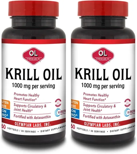 Miniatura 8 de Olympian Labs Aceite de krill antártico, cápsulas de 1000 mg con astaxantina, omega-3, EPA, DHA, inmune, apoyo articular y cerebral, 60 cápsulas