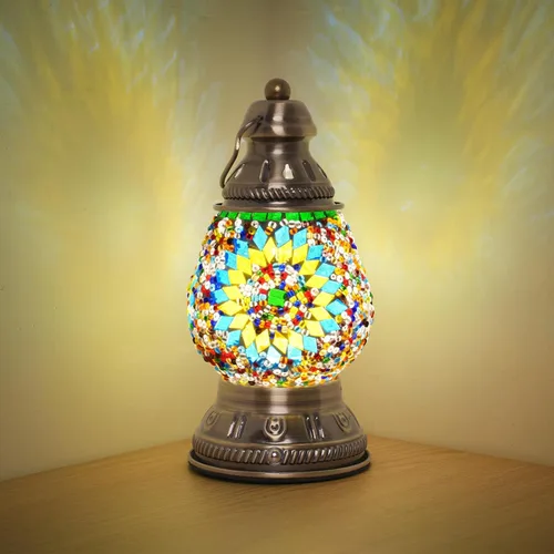 Miniatura 9 de Lámpara de mosaico turco recargable mejorada, hecha a mano, estilo marroquí, luz de campamento con batería de 1800 mAh, banco de energía USB