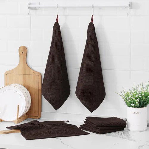Miniatura 542 de Kitinjoy - Paños de cocina de 100 % algodón, tela de tejido gofrado, paño de limpieza ultrasuave, absorbente y de secado rápido. Beige