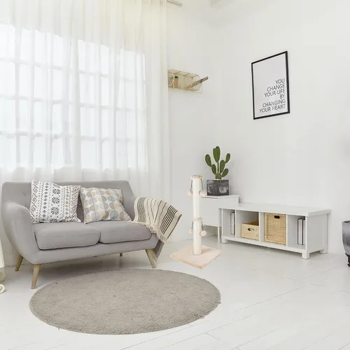 Miniatura 8 de Dimaka - Rascador de gato de 29 pulgadas de alto, con cuerda de sisal natural y 4 bolas de juguete para gatos grandes (Beige)