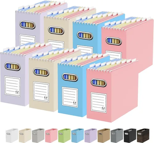 Miniatura 8 de Oterri Caja organizadora de archivos de cartón para colgar carpetas de archivos, tamaño carta, caja de archivos para escritorio de computadora